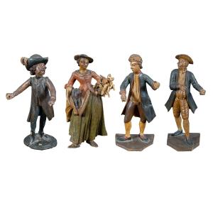 Four Small Table Sculptures - Group Of Commoners - Venice, Late 18th Century.