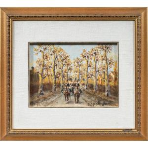 Enrico Vizzotto Alberti (Oderzo 1880 - Padoue 1976) - Le 7e régiment des lanciers de Milan.