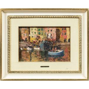 rma Zago (Bovolone 1880 - Milan 1942) - Le port de Gênes.