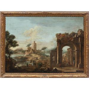 Francesco Battaglioli (Modène vers 1710 - Venise après 1796) - Capriccio architectural.