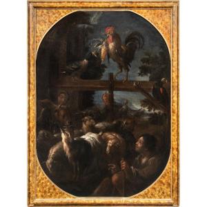 Felice Boselli (Plaisance 1650 - Parme 1732) - Berger avec troupeau et gibier.