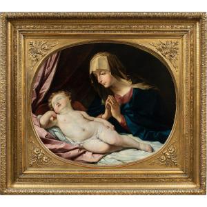 Guido Reni (Bologne 1575 - Bologne 1642), disciple de - Vierge à l'Enfant.