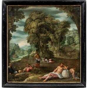 Pauwels Franck, Known As Paolo Fiammingo (xvi) - Parable Of The Devil Sowing Wealth.