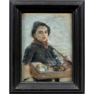 Alessandro Zezzos (Venise 1848 Vittorio Veneto 1914) - Portrait d'un jeune vendeur.