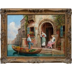 Arthur Trevor Haddon (london 1864 – Cambridge 1941) - Venice, Greengrocer On The Grand Canal.