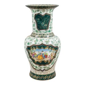 Painted Porcelain Centerpiece Vase. Canton, China, Early 20th Century.