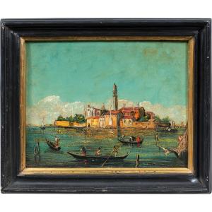 Peintre vénitien (XIXe-XXe siècle) — Venise, vue de l'île de San Michele.