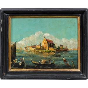 Peintre vénitien (XIXe-XXe siècle) — Venise, vue de l'île de San Cristoforo della Pace.