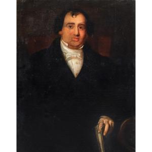 Peintre italien (XIXe siècle) - Portrait d'un gentilhomme au livre.