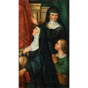 Peintre italien (XVIIIe siècle) - Sainte Monique en prière.