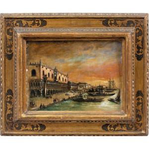 Venetian Painter (xix) - Venice View Of The Basin Of San Marco Towards The Riva Degli Schiavoni