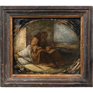 Italian Painter (17th–18th Century) - Seated Franciscan Friar Writing (preparatory Sketch).