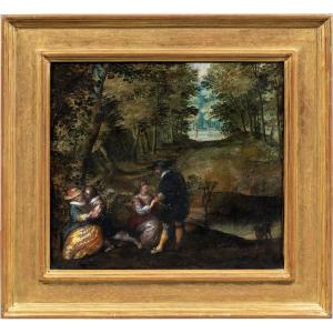 Lodewijk Toeput, dit Ludovico Pozzoserrato (XVI) - Rencontre de dames et de messieurs.