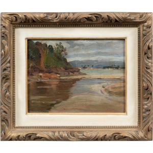 Ottone Zorlini (Trévise 1891 - São Paulo 1967) - Paysage avec lac et montagnes.
