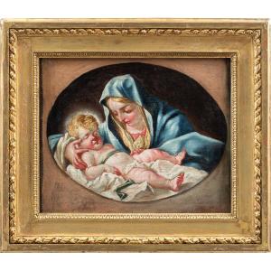 Peintre vénitien (XVIIIe siècle) - Vierge à l'Enfant.
