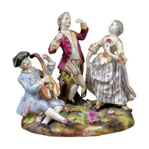 Polychrome Porcelain Group. German Manufacture, Late 19th Century.