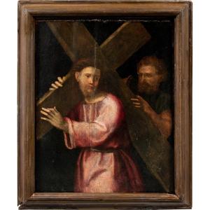 Circle Of Domenico Ubaldini, Known As "il Puligo" (florence 1492–1527) — Jesus And Simon Of Cyrene.