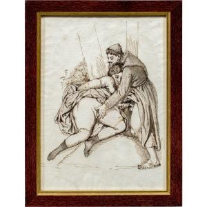 Peintre français (XIXe siècle) - Scène érotique.