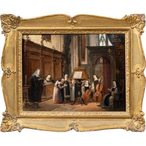 Federico Moja (milan 1802 - Dolo 1885) - Music Lesson In Church.