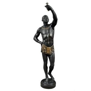 Venetian Sculptor (19th Century) - Black Man Holding A Torch.