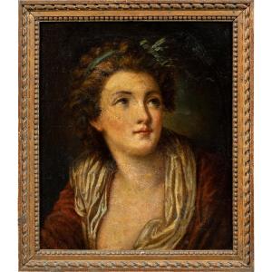 Entourage de Jean-Baptiste Greuze (Tournus, 1725 – Paris, 1805) - Portrait de jeune fille.