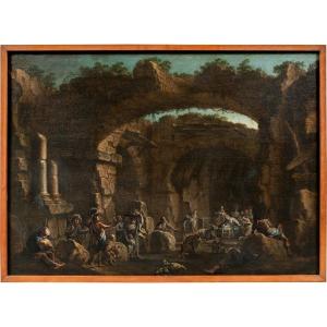 Clemente Spera (novara 1661-milan 1742) - Adoration Of The Shepherds In A Landscape With Ruins.