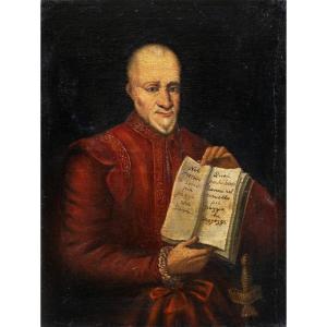 Peintre italien (seconde moitié du XVIIIe siècle) - Portrait d'un vieillard avec un aphorisme.