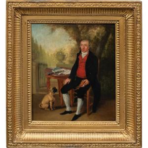 English Painter (18th-19th Century) - Portrait Of A Gentleman With A Pug.