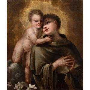 Marco Liberi (Venise vers 1644 - après 1691) - Saint Antoine de Padoue à l'Enfant.