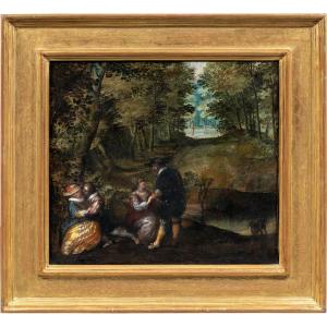 Lodewijk Toeput, dit Ludovico Pozzoserrato (XVI siecle) - Rencontre de dames et de messieurs.