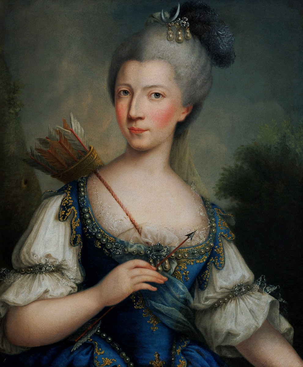 Panealbo attribué – Marie-Thérèse, comtesse d’Artois en Diane : rare iconographie rococo