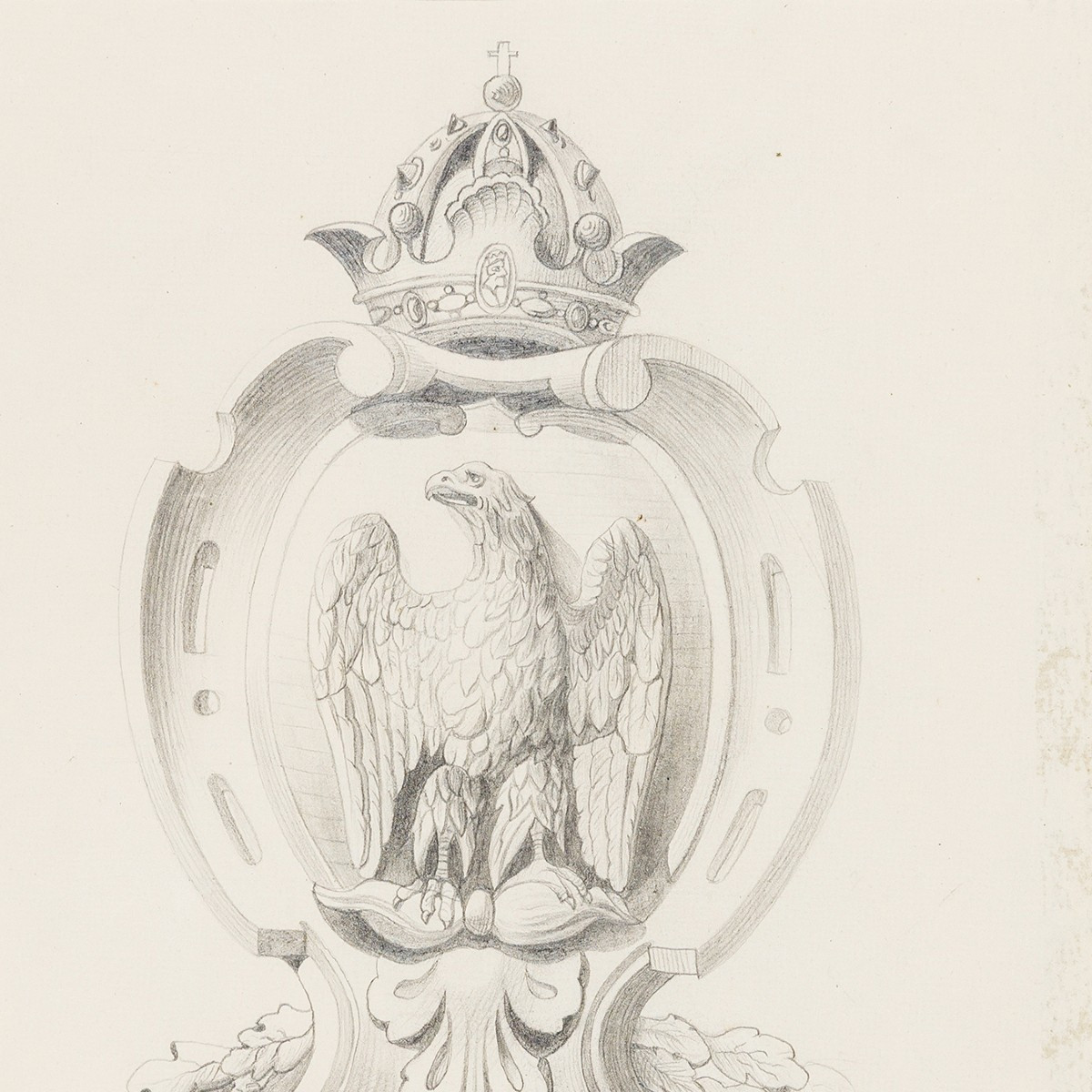 GOTTFRIED STEFFAN, Dessin héraldique avec aigle impérial-photo-3