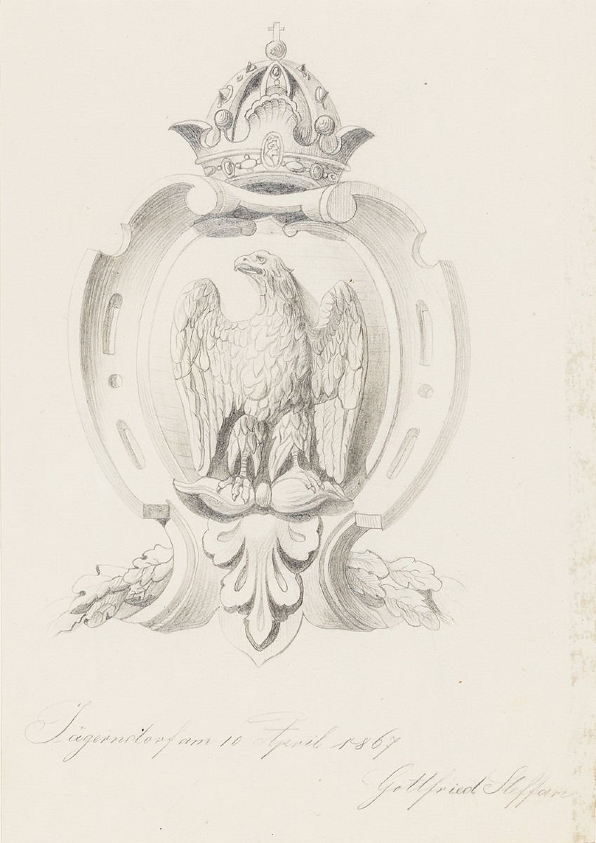 GOTTFRIED STEFFAN, Dessin héraldique avec aigle impérial