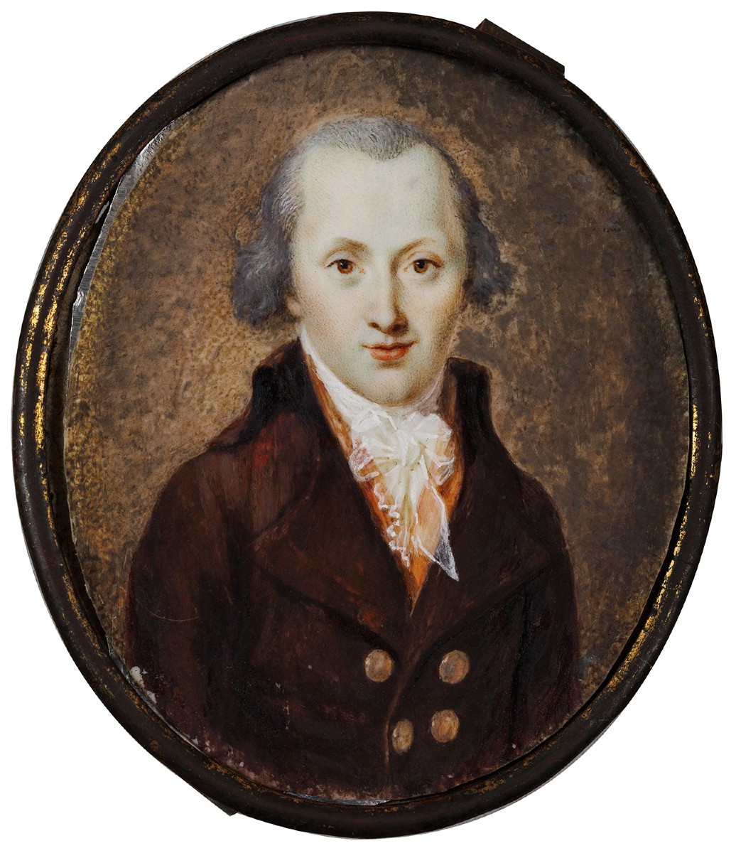 French Miniature Circa 1790: Portrait Of A Gentleman In A Frock Coat, 7.2 × 6.2 Cm