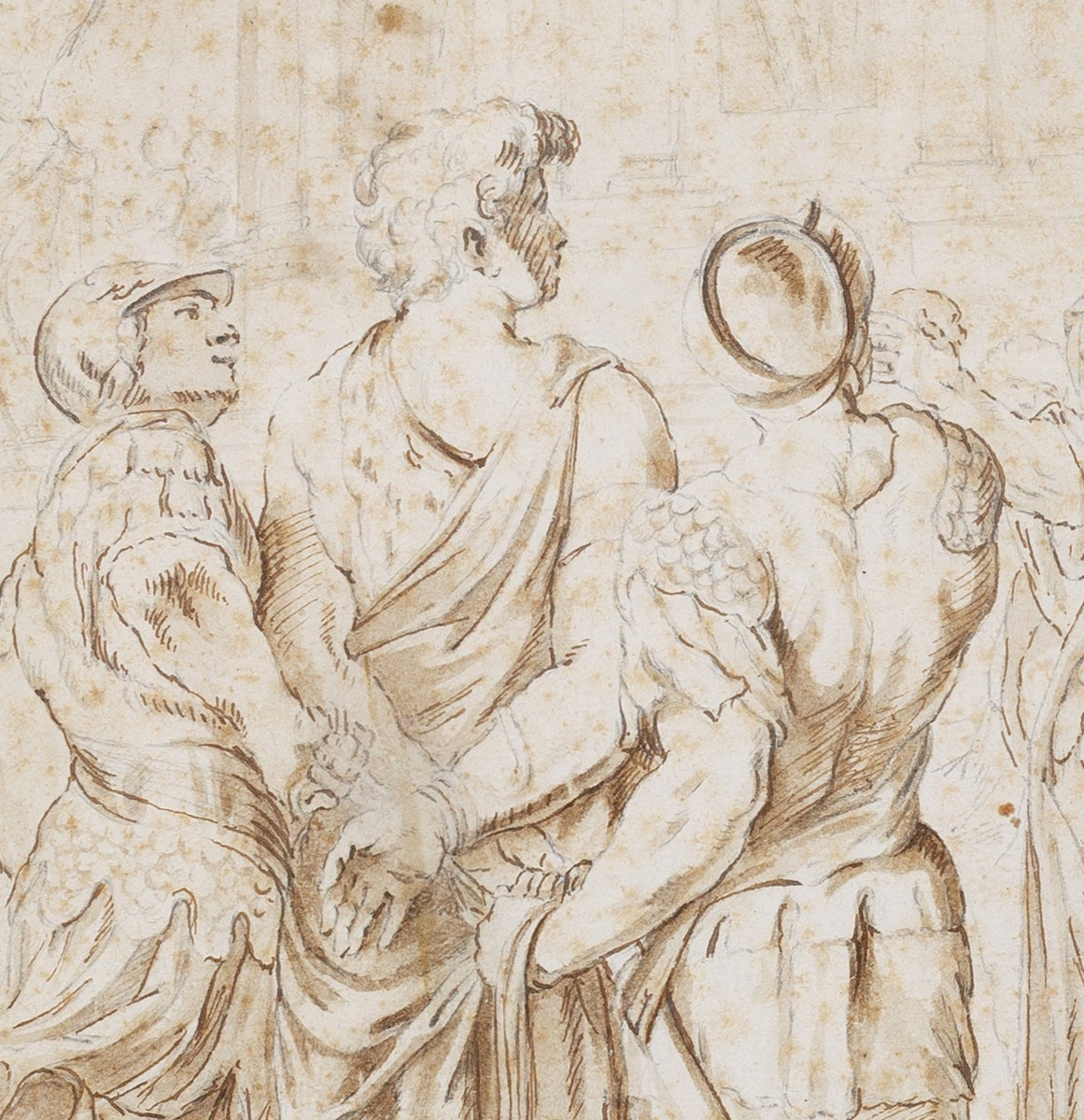 Francesco Maria Bianchi (attrib.), Saint Christopher Before The King Of Lycia, Pen, 32×40.5 Cm-photo-4