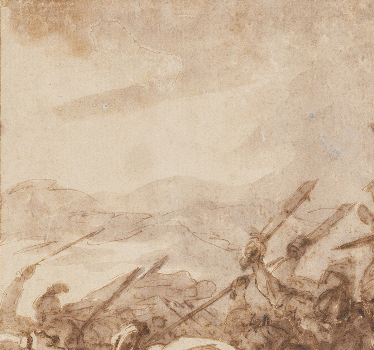 Antonio Tempesta Attrib. – Roman Battle Scene, Pen And Sepia Wash, Circa 1600-photo-4