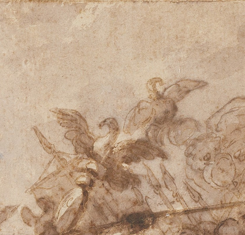 Antonio Tempesta Attrib. – Roman Battle Scene, Pen And Sepia Wash, Circa 1600-photo-2