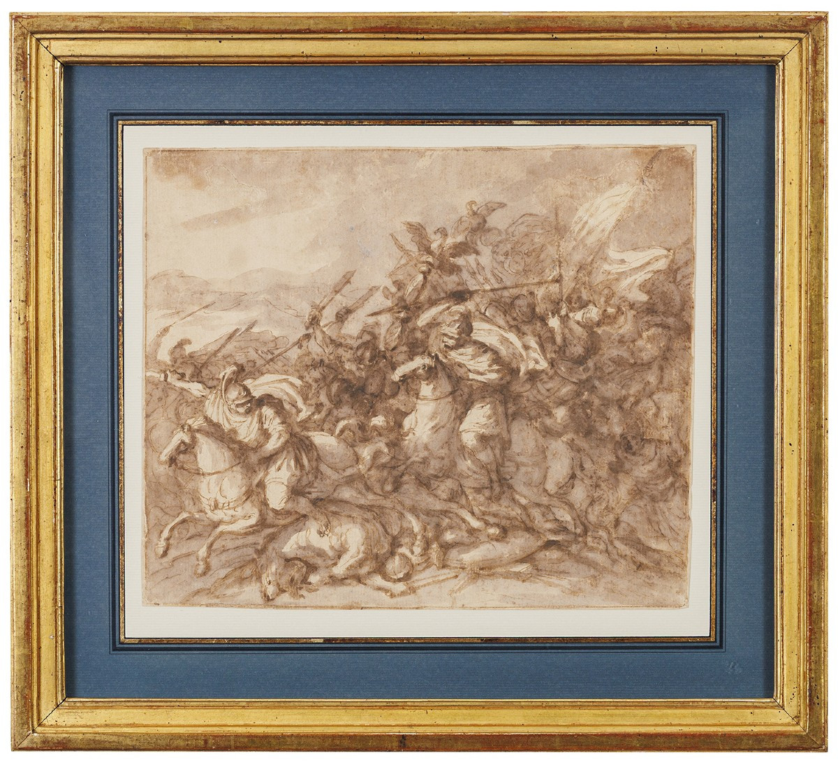 Roman Battle Scene, Naples Circa 1760 – Drawing On Watermarked Paper "la Briglia"-photo-2
