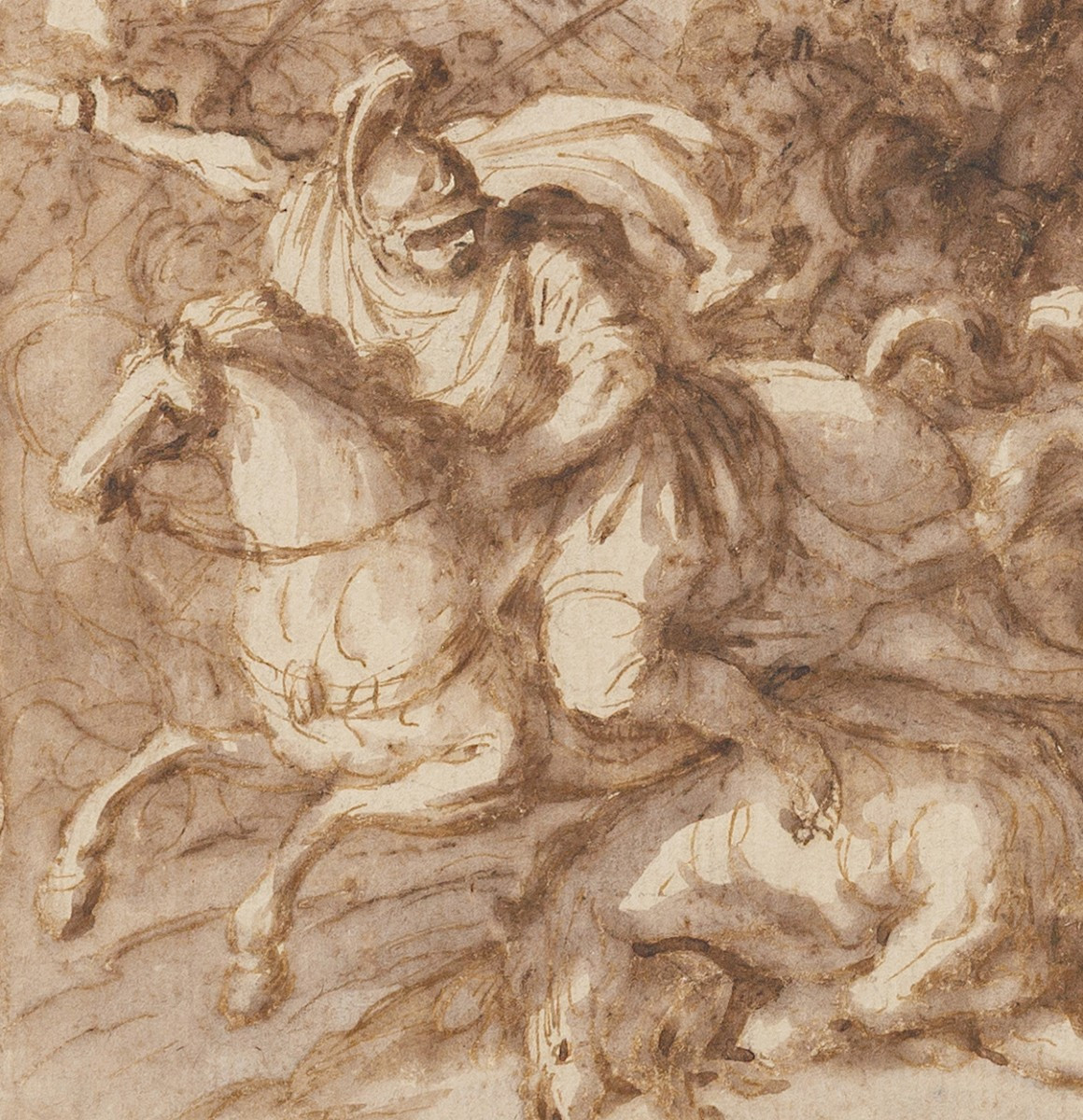 Roman Battle Scene, Naples Circa 1760 – Drawing On Watermarked Paper "la Briglia"-photo-3
