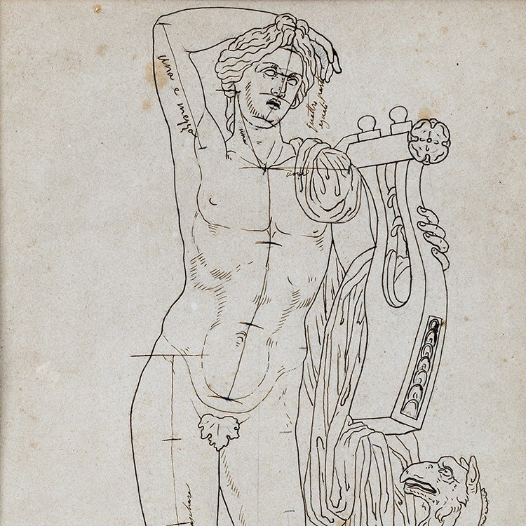 1820s Italian Artist, Apollo Zithared With Griffin-photo-2