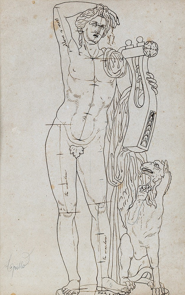 1820s Italian Artist, Apollo Zithared With Griffin