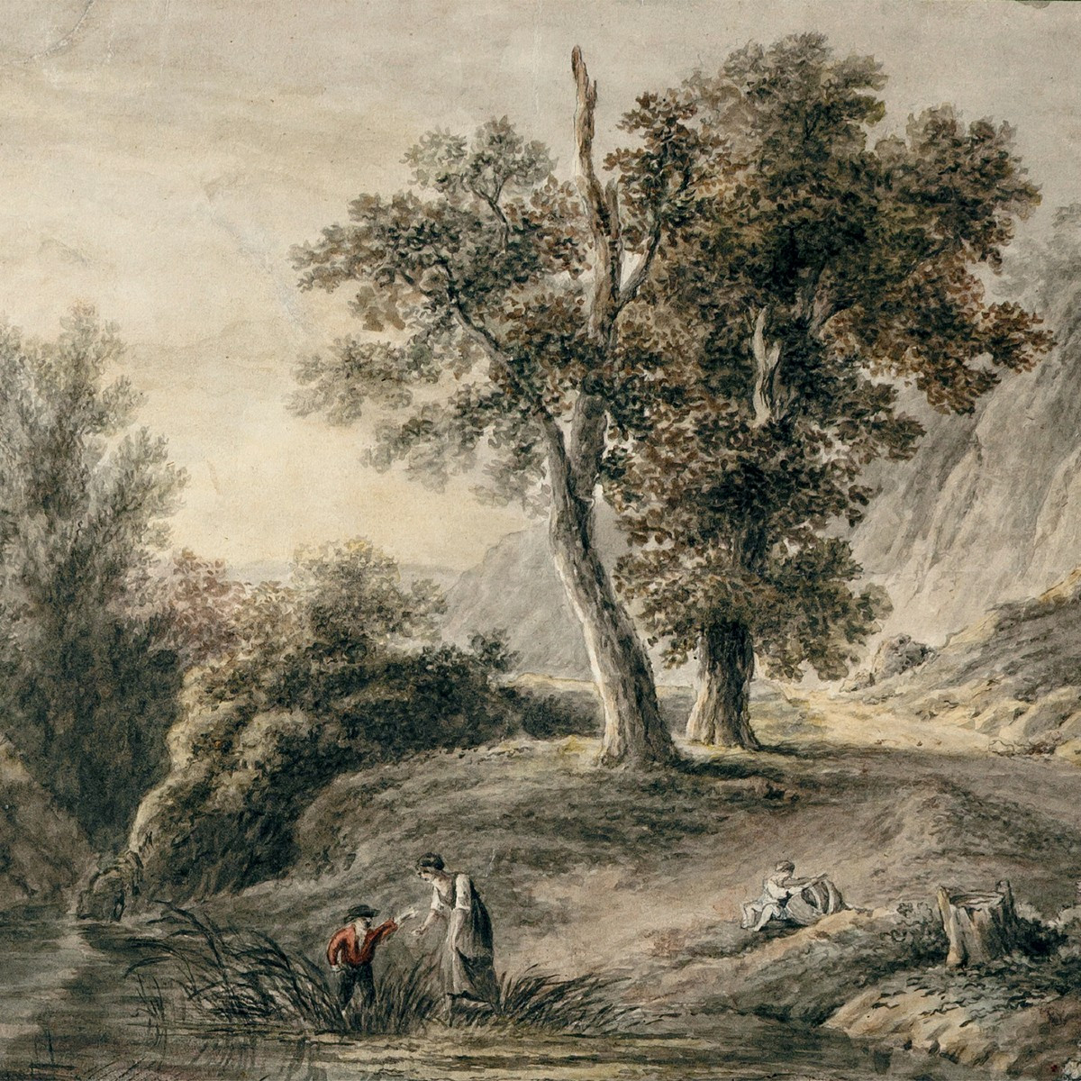 Franz Rechberger, Landscape With Figures By A Pond-photo-2