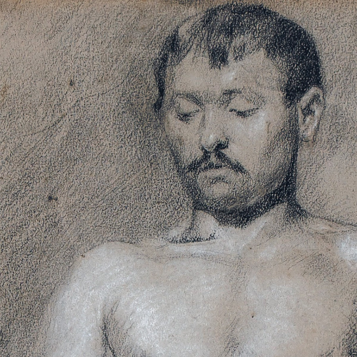 Austrian School Circa 1900, Academic Study Of A Male Nude-photo-4