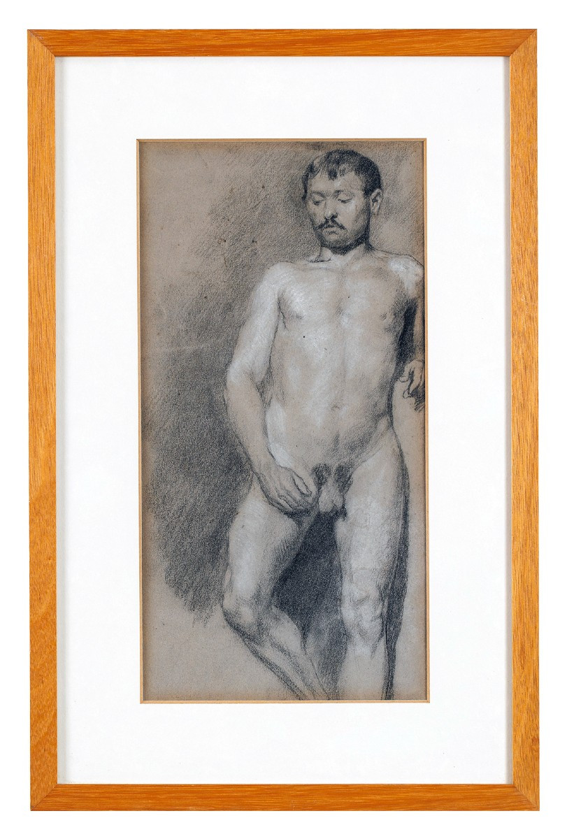 Austrian School Circa 1900, Academic Study Of A Male Nude-photo-1