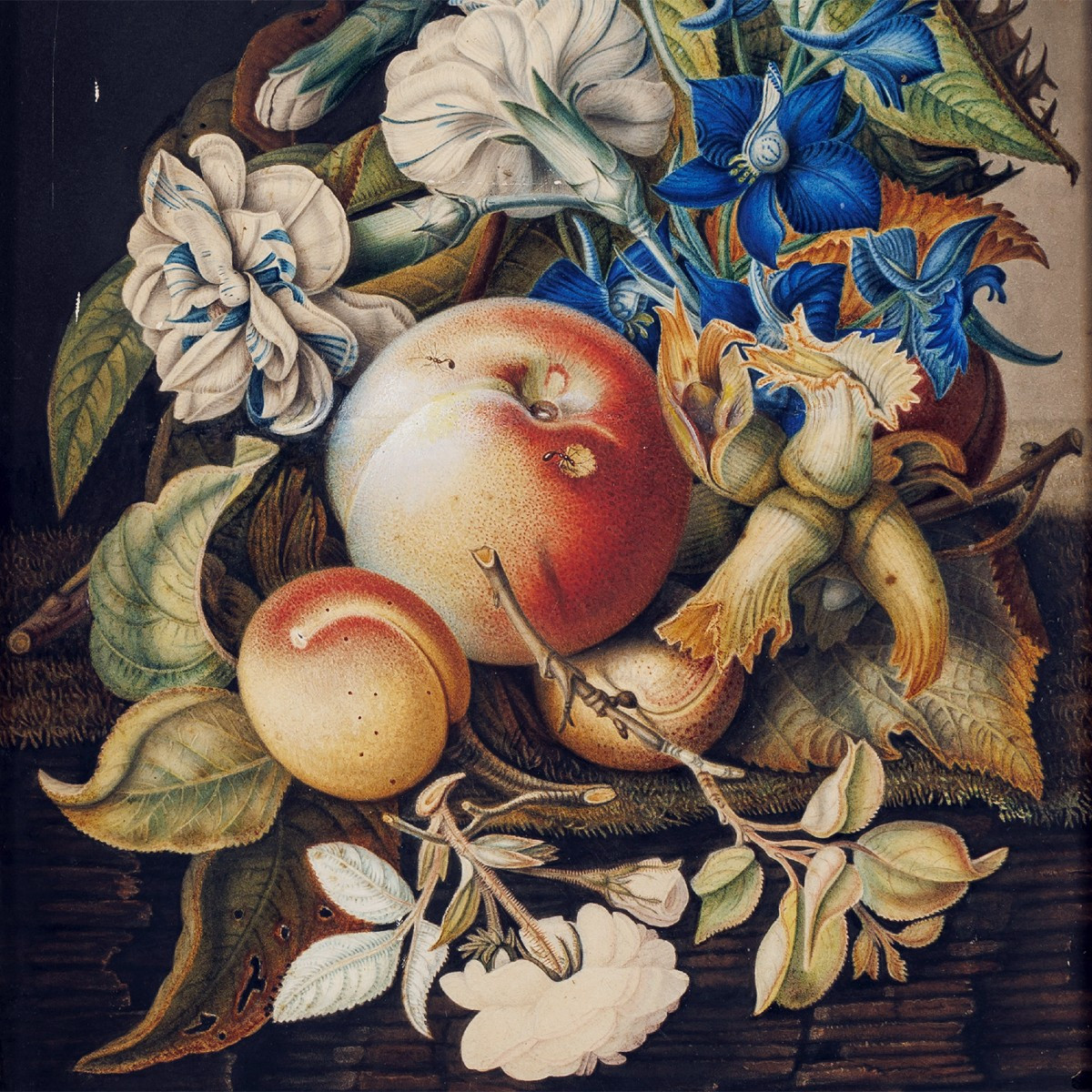 Austrian School, Circa 1890, Still Life With Fruit And Flowers-photo-1