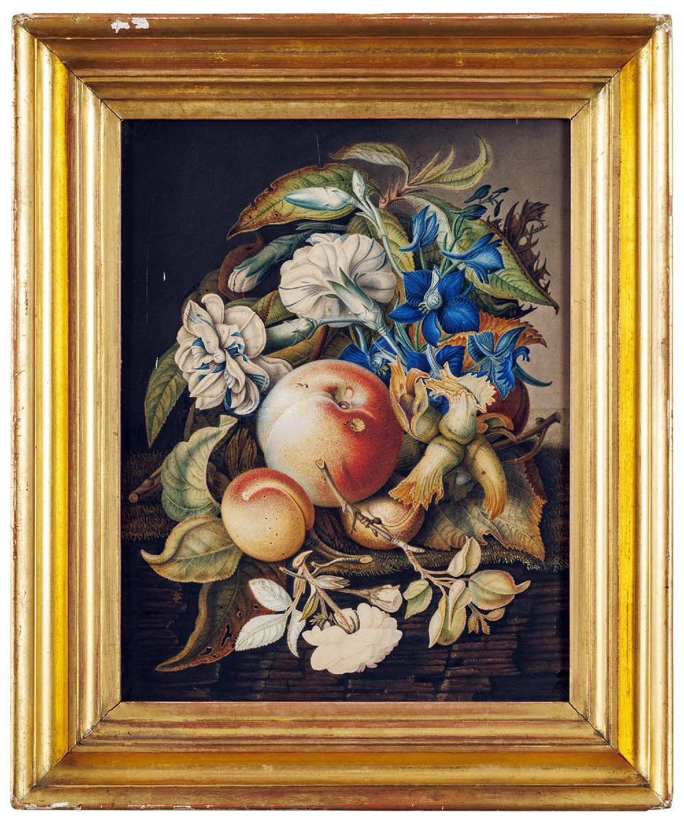 Austrian School, Circa 1890, Still Life With Fruit And Flowers-photo-2