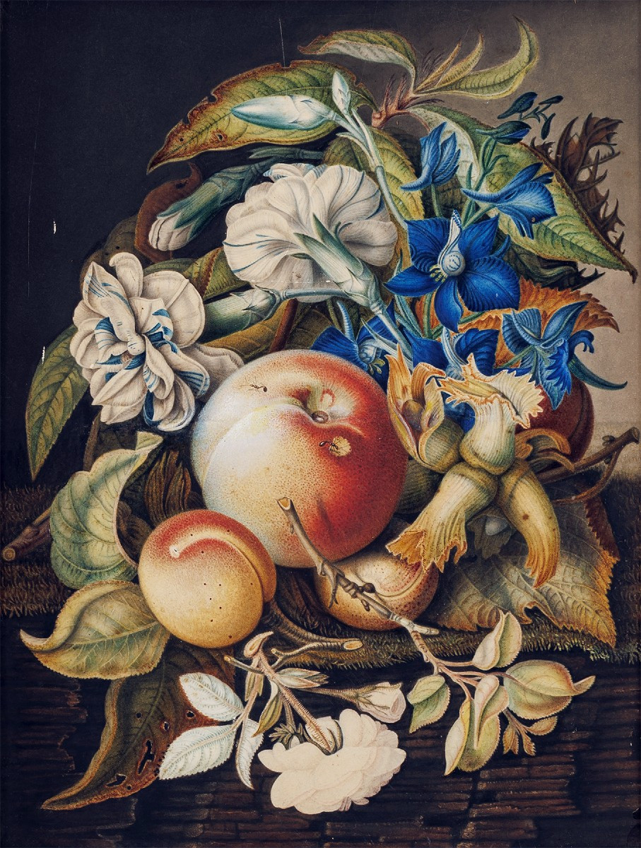 Austrian School, Circa 1890, Still Life With Fruit And Flowers