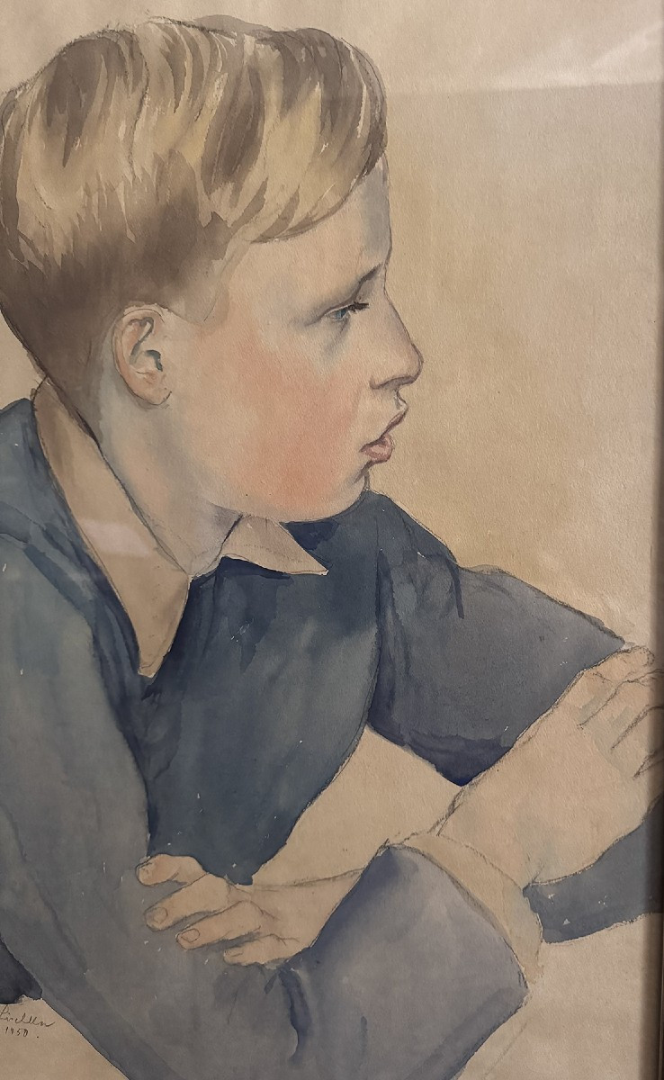 German School, 1952, Portrait Of A Boy-photo-3