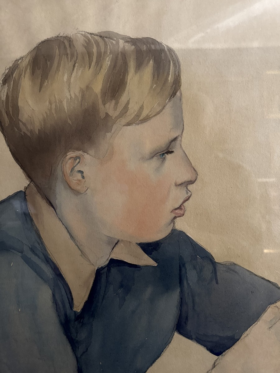 German School, 1952, Portrait Of A Boy-photo-4