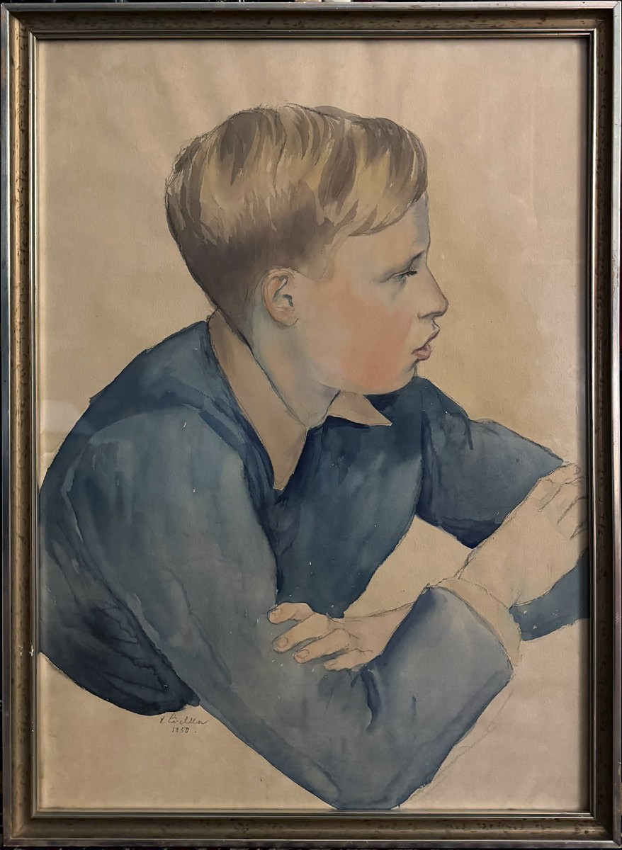 German School, 1952, Portrait Of A Boy-photo-1